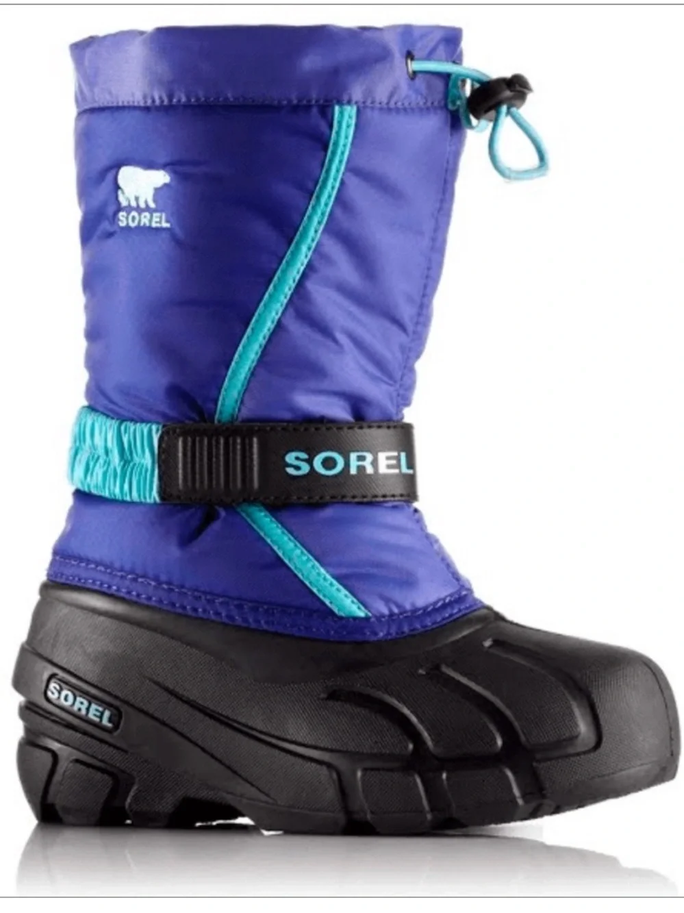 Sorel Flurry Kids Winter Snow Boots in Purple and Teal - Size US Youth 2